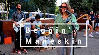 CROWDED STREET STOPS IN AMAZEMENT  Beggin  Maneskin  Allie Sherlock amp The 3 Busketeers cover [upl. by Anamuj]