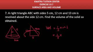 7 A right triangle ABC with sides 5 cm 12 cm and 13 cm is revolved about the side 12 cm [upl. by Ube]