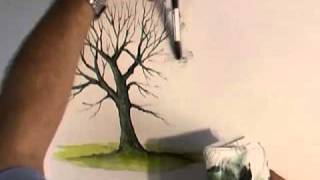 Watercolour Trees  How To Paint A Tree In Watercolour [upl. by Devon]