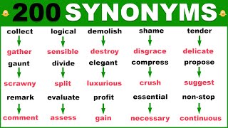 Learn 200 HELPFUL Synonym Words in English To Strengthen Your English Vocabulary [upl. by Nahtanohj]