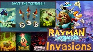 Rayman Legends  All Invaded Levels Time Trials Multiplayer 4player CoOp Walkthrough [upl. by Yeruoc]