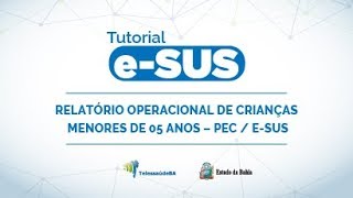 Tutorial eSUS Relatório Operacional de Crianças Menores de 05 anos  PEC eSUS [upl. by Lesig]