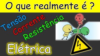 TENSÃO CORRENTE e RESISTÊNCIA ELÉTRICA e Qual a função deles na ELETRICIDADE Muito fácil [upl. by Haliak]