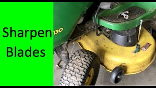 How to Sharpen Blades John Deere Riding Mower S100 S110 S120 S130 S140 John Deere Riding Lawn mower [upl. by Brandice]