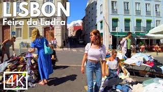 LISBON Feira da LADRA Walking Tour 2023 Portugal 4K ASMR 🇵🇹 [upl. by Liauqram]