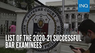 List of the 202021 Successful Bar Examinees [upl. by Algy918]