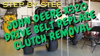 John Deere X320 Drive Belt Replacement [upl. by Safoelc94]