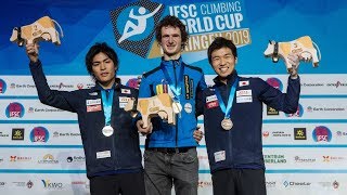 Adam Ondra 9 First Gold On The Road  Bouldering World Cup Meiringen 56 April 2019 [upl. by Ruhtracm934]