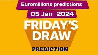 Euromillions prediction for today 05 Jan 2024  euromillions live tonight prediction [upl. by Mosi]