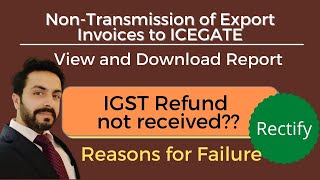 Reasons for NonTransmission of Export Invoices to ICEGATE Invoices not transmitted to ICEGATE [upl. by Ethelinda]