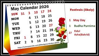 May Calendar 2026 maycalender2026 [upl. by Rases756]