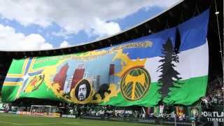 Timbers Army unveils enormous tifo banner for Cascadia Cup match against Seattle [upl. by Seldan]