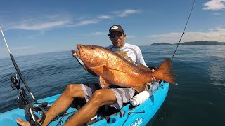 Kayak fishing for Big Cubera SnapperWITH POPPERS [upl. by Debee206]