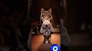 Cat catwalk with wolf in Paris paris moda catwalk animals wolf ……🤔 [upl. by Muirhead]