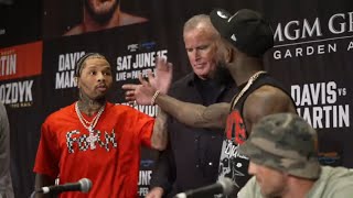 Gervonta Davis SMACKS Frank Martin hand • BRAWL NEARLY BREAKS OUT at the FACE OFF [upl. by Elah]