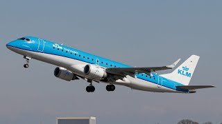 KLM Embraer 190 Takeoff from Amsterdam 4K [upl. by Oicirtap]