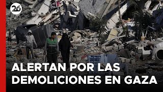 MEDIO ORIENTE  Alertan por las demoliciones controladas en Gaza [upl. by Aliuqahs905]