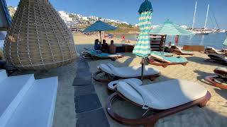 Mykonos Observing tour of Nammos Village Nammos Beach Club and Psarou Beach [upl. by Trahern]