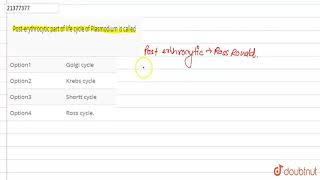 Posterythrocytic part of life cycle of Plasmodium is called [upl. by Corby826]