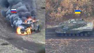 Leopard tank attacks Russian tank convoy and destroys them [upl. by Dalila]