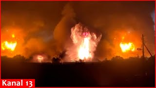 Terrible explosion Warehouse containing thousands of ammunition was struck in Russian Tver region [upl. by Bartley]