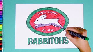 How to draw South Sydney Rabbitohs Logo National Rugby League • NRL [upl. by Jacoby]