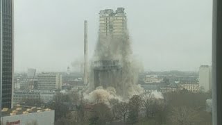 Recordbreaking controlled explosion Towerblock is detonated in Germany [upl. by Cirdes]