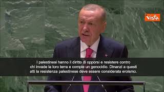 Erdogan allONU quotLa resistenza dei palestinesi è eroismoquot  SOTTOTITOLI [upl. by Rusty]