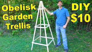 How to Make a Obelisk Garden Trellis for 10  Simple DIY [upl. by Enilav]