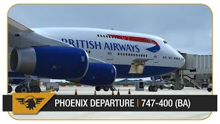 P3D V4 60FPS PMDG 747  Phoenix KPHX  Heathrow EGLL  BA288  Part 1 [upl. by Ajay]