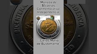 219 MONEDA DE 5 PESOS CONMEMORATIVA quotCARLOS MARIA BUSTAMANTEquot [upl. by Wanda]