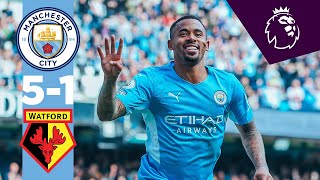 HIGHLIGHTS  Man City 51 Watford  JESUS  FOUR GOALS amp AN ASSIST amp Rodri goal [upl. by Saerdna]