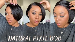 VERY NATURAL PIXIE BOB 👀  GLUELESS INSTALL READY TO WEAR  NO CUTTING NEEDED  MYFIRSTWIG [upl. by Anilra935]