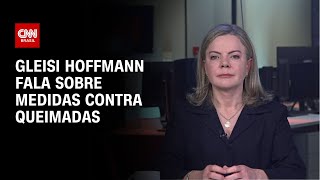 Gleisi Hoffmann fala sobre medidas contra queimadas  BASTIDORES CNN [upl. by Annaj]