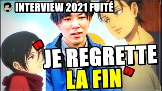 HAJIME ISAYAMA REGRETTE LA FIN DE SHINGEKI NO KYOJIN ISAYAMA INTERVIEW 2021 FR A FUITÉ SNK FIN [upl. by Tdnerb]