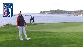 Maverick McNealys ruling during Round 3 at ATampT Pebble Beach [upl. by Nosnej59]