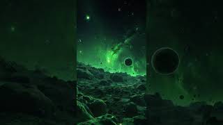 A breathtaking surreal outer space scene filled with expansive glowing nebulae in neon green [upl. by Eerot]