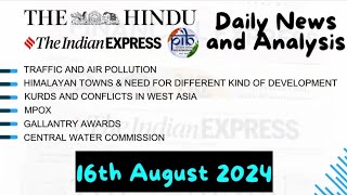 16th August 2024 Daily News and Analysis DNA upsc currentaffairs news uppsc bpsc mppsc ias [upl. by Hesoj]