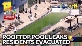 Baltimore rooftop pool leaks residents evacuated [upl. by Kissner]