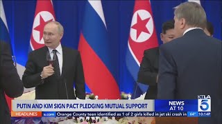 Putin Kim sign pact pledging mutual support [upl. by Anuayek]