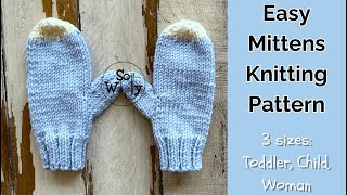 How to knit Easy Mittens for Beginners 3 sizes  So Woolly [upl. by Ariuqahs875]