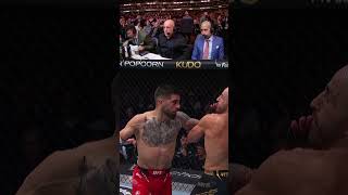 Who had the best reaction to this KO 🤔 ufc308 [upl. by Anirol967]