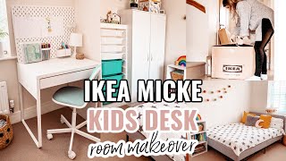 IKEA KIDS DESK FOR SMALL SPACE IDEAS amp ORGANISATION  IKEA MICKE DESK MINIMALIST KIDS ROOM MAKEOVER [upl. by Yoral929]