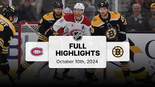 Canadiens at Bruins  October 10 2024  NHL Full Game Highlights [upl. by Anreval]