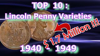 Top 10 1940s Lincoln Penny Varieties Worth Money [upl. by Indira22]