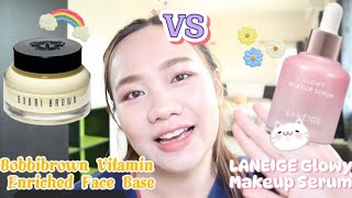 Review ￼Bobbi Brown Vitamin Enriched Face Base VS ￼LANEIGE Glowy Makeup Serum basemakeup [upl. by Annocahs]