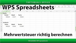 Mehrwertsteuer richtig berechnen WPS Spreadsheets [upl. by Besse]