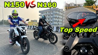 Pulsar N150 vs N160  Drag Race Till Top End  On Road Price amp Top Speed of Pulsar N150  Price [upl. by Errol146]