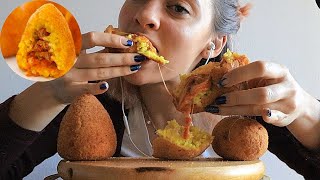 ASMR EATING ARANCINIE  Fried Italian Food  MUKBANG [upl. by Eahsat]