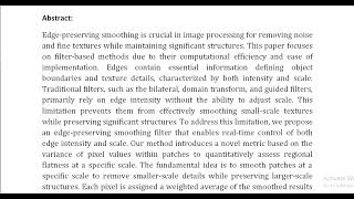 Intensity and Scale Adjustable Edge Preserving Smoothing Filter [upl. by Stockwell527]